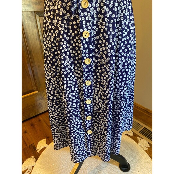 Summer Dress Navy Blue Size Large Spagetti Strap Keyhole  Front Smocking Boho - Picture 3 of 12